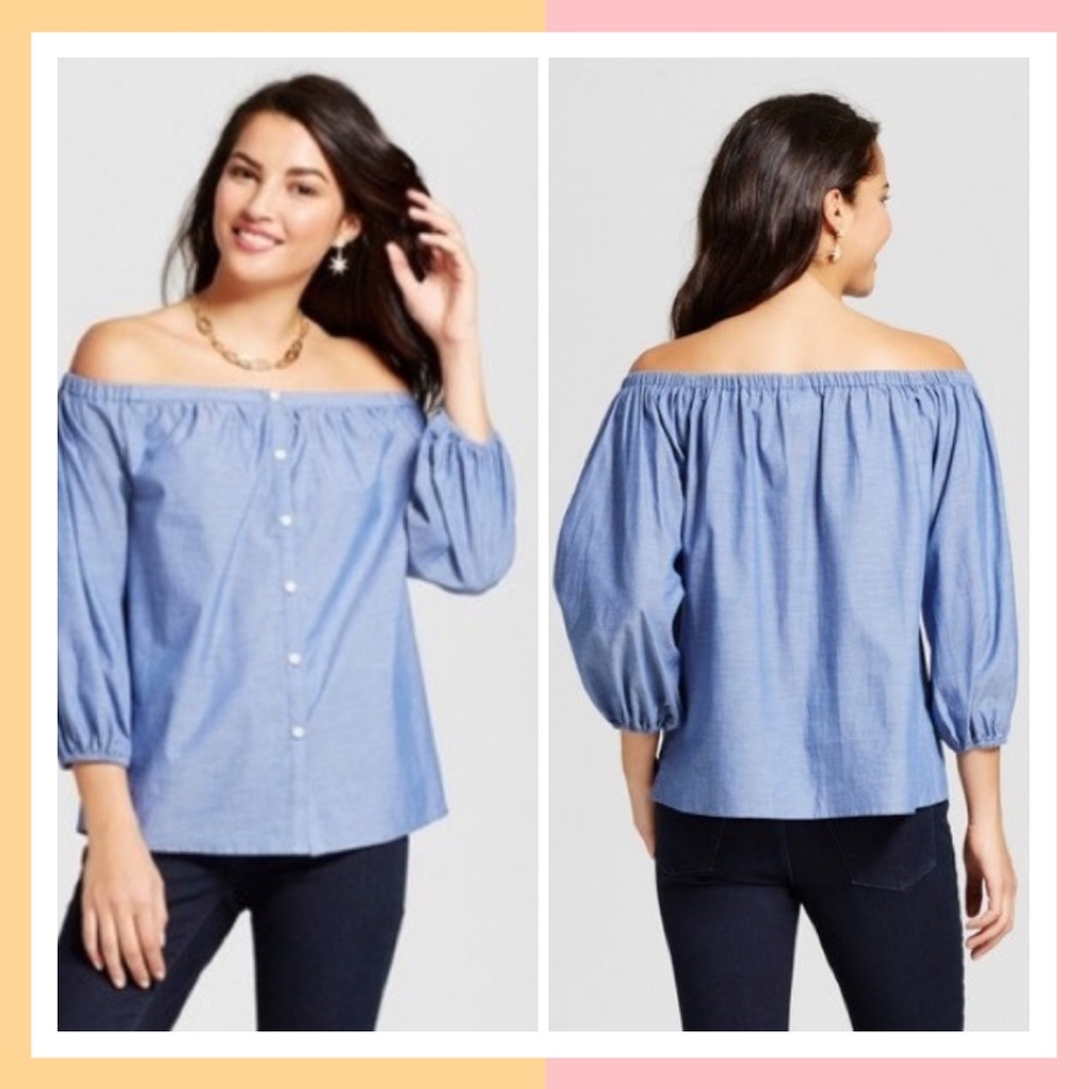 NWT Chambray Off the Shoulder Top Size Small